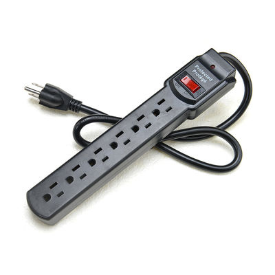 Protezione contro le sovratensioni Portatile 6 presa di corrente American Standard ETL Power Strip per elettrodomestici in colore nero