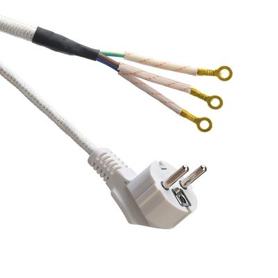 SNI Certified 16A Plug Braided Power Cord Extension Cords for Laptops Cable Specification H03RT-F 3x0.75-1.5MM2 Bianco