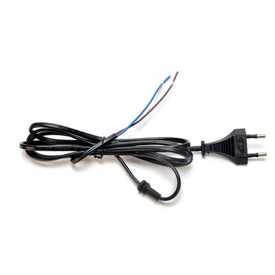 2.5A 2 Pin Plug Power Cords Ventilatore elettrico nero senza ossigeno Bared Stranded Copper Half Stripped End