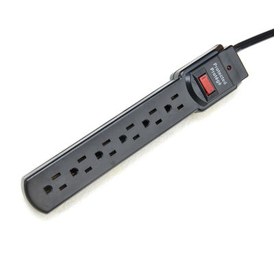 Protezione contro le sovratensioni Portatile 6 presa di corrente American Standard ETL Power Strip per elettrodomestici in colore nero
