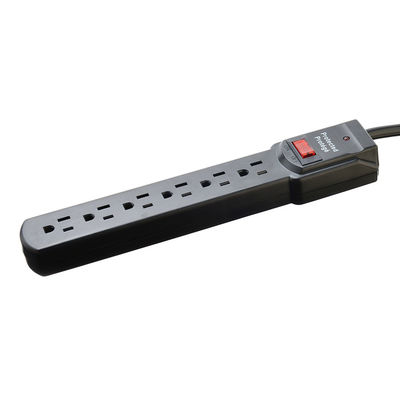 Protezione contro le sovratensioni Portatile 6 presa di corrente American Standard ETL Power Strip per elettrodomestici in colore nero