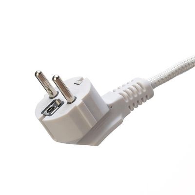SNI Certified 16A Plug Braided Power Cord Extension Cords for Laptops Cable Specification H03RT-F 3x0.75-1.5MM2 Bianco