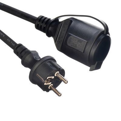Outdoor VDE Standard Schuko Plug with 2 Pole Waterproof Socket 220V/16A IP44 Waterproof Plug Socket Cover Length 5M Network SDK