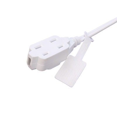 White ETL Standard 2 Pin Plug With 18 AWG Cable Nema 1-15p to 1-15r Male to Female Extension Cord with 13A Rated Current