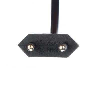 2.5A 2 Pin Plug Power Cords Ventilatore elettrico nero senza ossigeno Bared Stranded Copper Half Stripped End