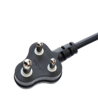 16A 3 Pin Plug Power Cords Sud Africa SABS Standard per elettrodomestici Black Laptop Plug Commercial Male End Type