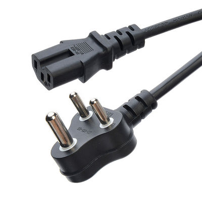 16A 3 Pin Plug Power Cords Sud Africa SABS Standard per elettrodomestici Black Laptop Plug Commercial Male End Type