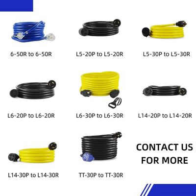 Parti di cortile all'aperto 125V 15A NEMA 6-50P/R Peso pesante 1/3/5/6/20FT 50M Finale illuminato Blu Multi Rv Cable Cord di estensione di alimentazione