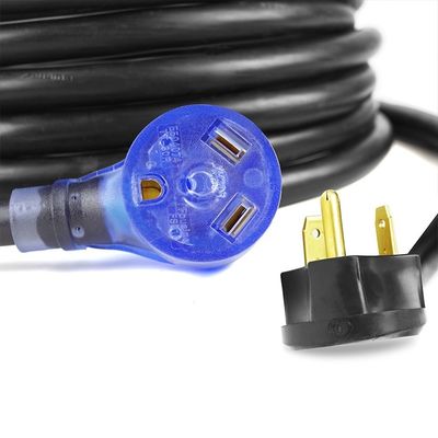 30Amp Heavy Duty RV Extension Cord 10 AWG ETL Listed 50ft TT-30P a TT-30R con indicatore a LED e design facile da staccare