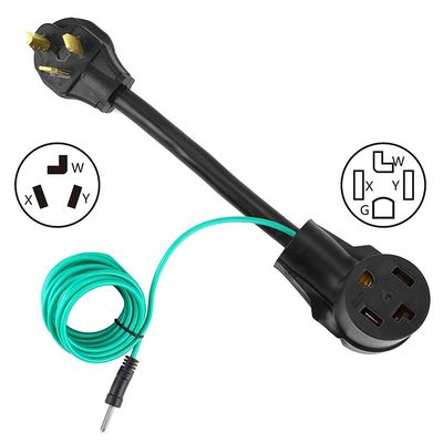 1 presa di corrente 1FT NEMA 10-30P a 14-30R Adaptore per asciugatore 30A 250V SJTW 10AWG 3C Adaptore per asciugatore da 3 a 4 punti con filo verde a terra