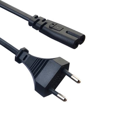Conduttore di rame senza ossigeno a strati spogliati Standard europeo 2pin Eu Plug Cordone di alimentazione Black Plug per elettrodomestici