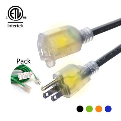 250V 12/3 50 ft impermeabile cavo di estensione pesante con indicatore illuminato End Bared Stranded Cooper Conductor