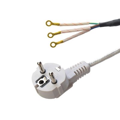 CEE 16A Cavo elettrico di ferro di cotone VDE Nero Bianco Corde di alimentazione Ac Alimentare a vapore Apparecchio domestico H03RT-F 3x42/0.15mm Tipo di estremità maschile
