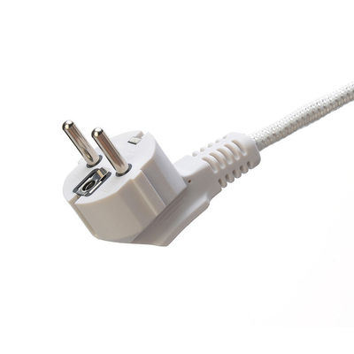 CEE 16A Cavo elettrico di ferro di cotone VDE Nero Bianco Corde di alimentazione Ac Alimentare a vapore Apparecchio domestico H03RT-F 3x42/0.15mm Tipo di estremità maschile