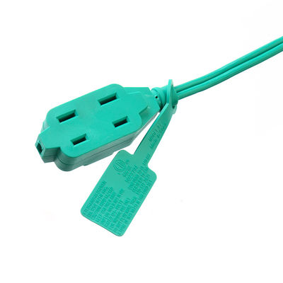 3 Corde di estensione di uscita con materiale verde di giacca in PVC SPT-2 14/2 AWG 6FT/12FT 2 Prong Power Strip e copertura del tappo di sicurezza