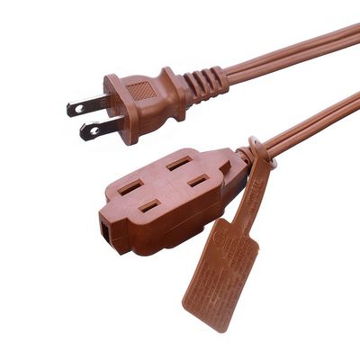 ETL 3 Outlet Brown Multiple Outlets SPT-2 14 Gauge 6FT 12FT 2 Prong Extension Cord Power Strip con coperchio di sicurezza
