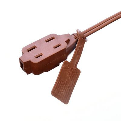 ETL 3 Outlet Brown Multiple Outlets SPT-2 14 Gauge 6FT 12FT 2 Prong Extension Cord Power Strip con coperchio di sicurezza