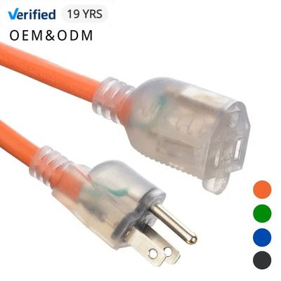 12 Gauge 3 Prong resistente al freddo 15Amp 1875W SJTW 12/3 Cordone di estensione esterno 100 ft Indicatore illuminato resistente all'acqua