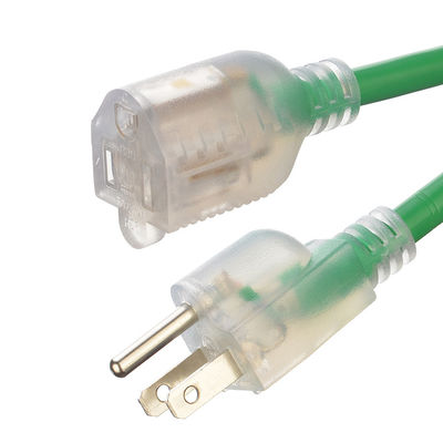 3X8/10/12/14/16AWG Voltaggio nominale 125V NEMA Female Light End ETL Certificato American 3-Core Extension Cord Cablo di alimentazione in rame esterno