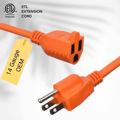 Tipo di fine / 15 piedi cavo di alimentazione pesante in 3 punte16 SJTW AWG su cannoli esterni con Nema-15 Orange Plug per cavi di estensione